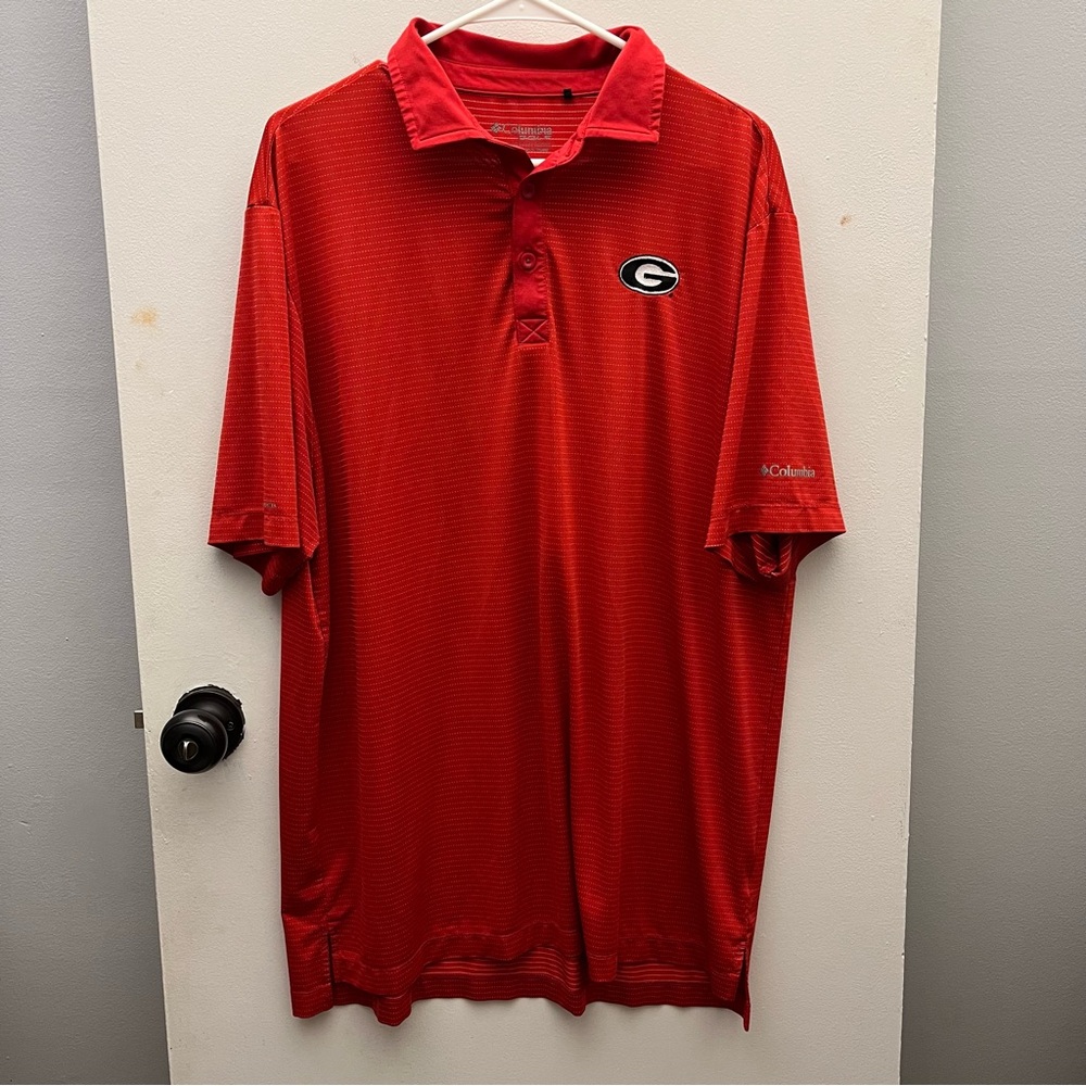 Men’s Georgia Bulldogs Columbia Golf Red Patterned Golf Omni-Wick Polo Size XL